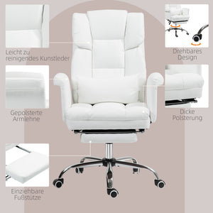 Bürostuhl ergonomisch höhenverstellbar mit Fussstütze weiss