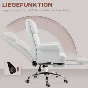 Bürostuhl ergonomisch höhenverstellbar mit Fussstütze weiss