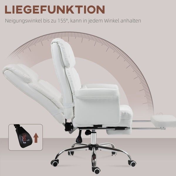 Bürostuhl ergonomisch höhenverstellbar mit Fussstütze weiss