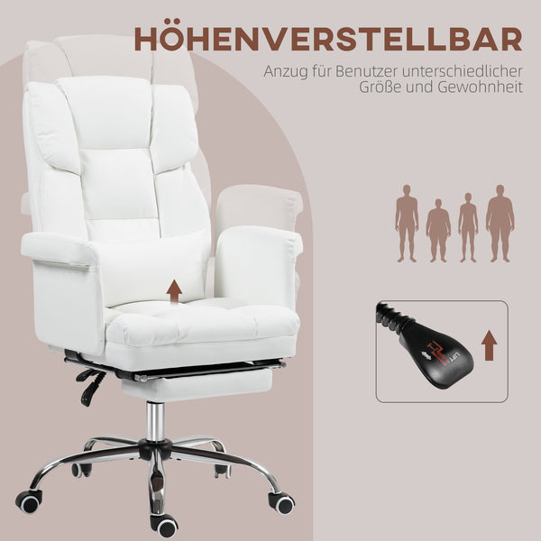 Bürostuhl ergonomisch höhenverstellbar mit Fussstütze weiss