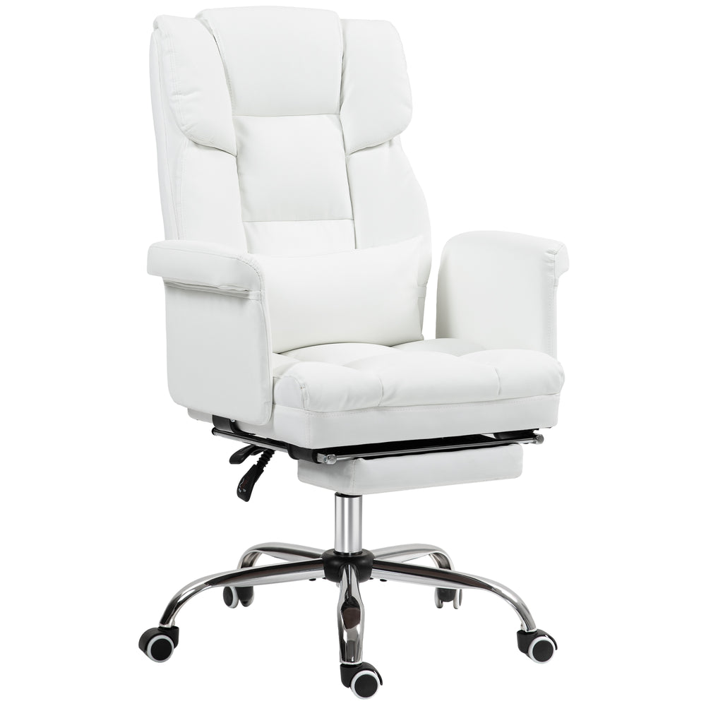 Bürostuhl ergonomisch höhenverstellbar mit Fussstütze weiss