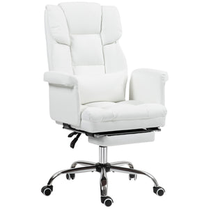 Bürostuhl ergonomisch höhenverstellbar mit Fussstütze weiss