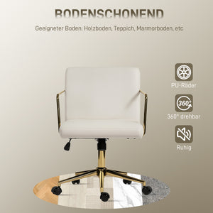 Bürostuhl rollbar Samtoptik mit Goldakzenten cremeweiss