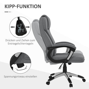 Bürostuhl höhenverstellbar ergonomisch mit Wippfunktion Grau