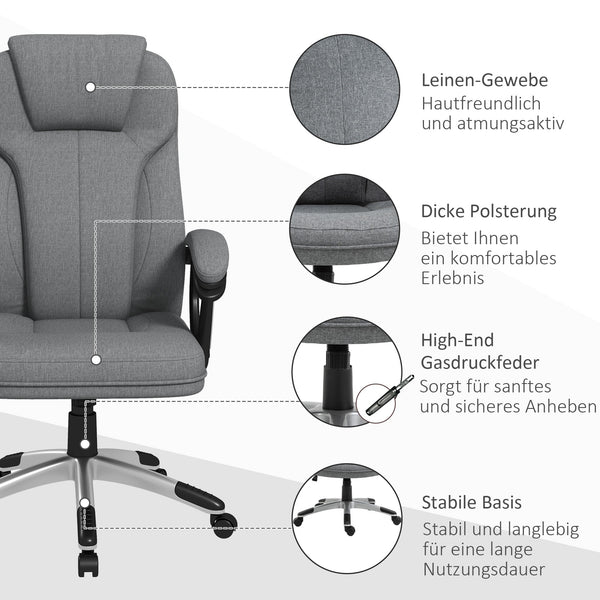 Bürostuhl höhenverstellbar ergonomisch mit Wippfunktion Grau