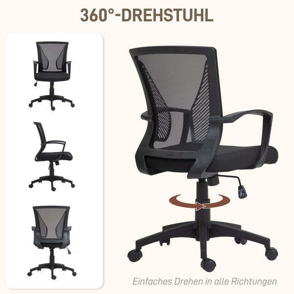 Height-adjustable office chair with tilt function, load capacity up to 120kg, black