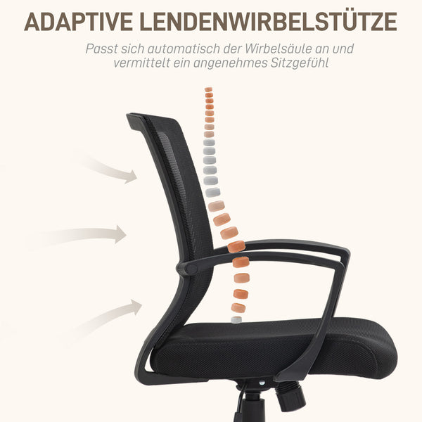 Height-adjustable office chair with tilt function, load capacity up to 120kg, black