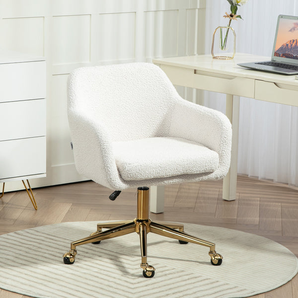Bürostuhl höhenverstellbar mit Rollen für Homeoffice Samt cremeweiss