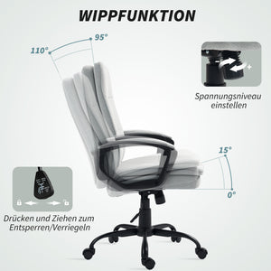 Bürostuhl ergonomisch höhenverstellbar mit Kippfunktion grau
