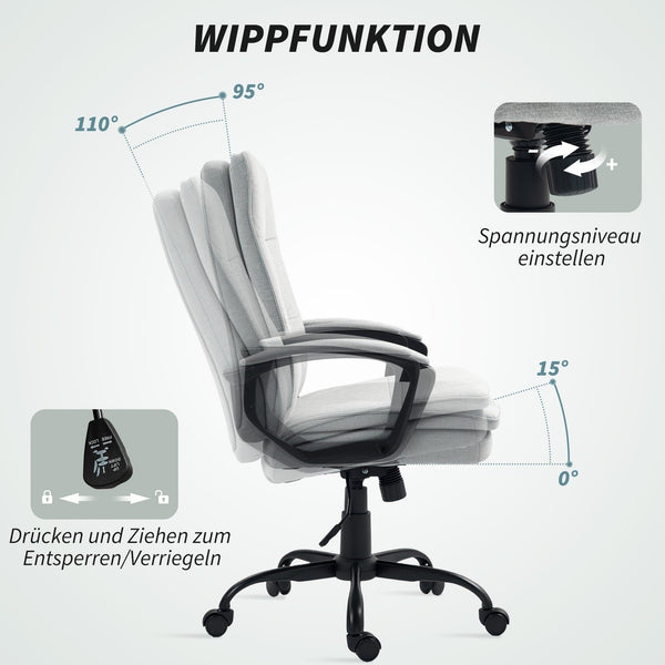 Bürostuhl ergonomisch höhenverstellbar mit Kippfunktion grau