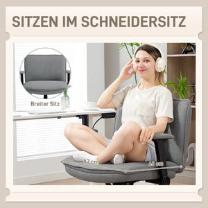 Bürostuhl ergonomisch höhenverstellbar mit klappbaren Armlehnen grau