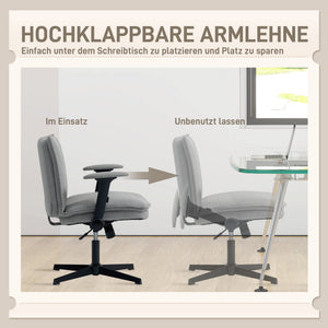 Bürostuhl ergonomisch höhenverstellbar mit klappbaren Armlehnen grau
