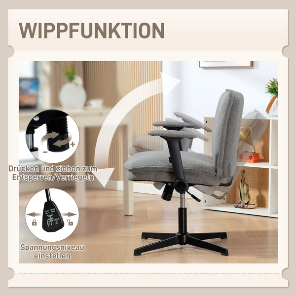 Bürostuhl ergonomisch höhenverstellbar mit klappbaren Armlehnen grau