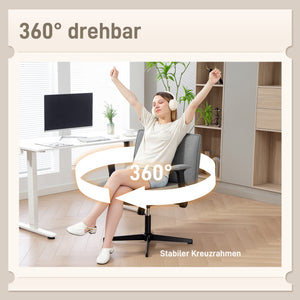 Bürostuhl ergonomisch höhenverstellbar mit klappbaren Armlehnen grau
