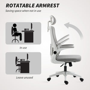 Bürostuhl ergonomisch höhenverstellbar mit Kopfstütze grau