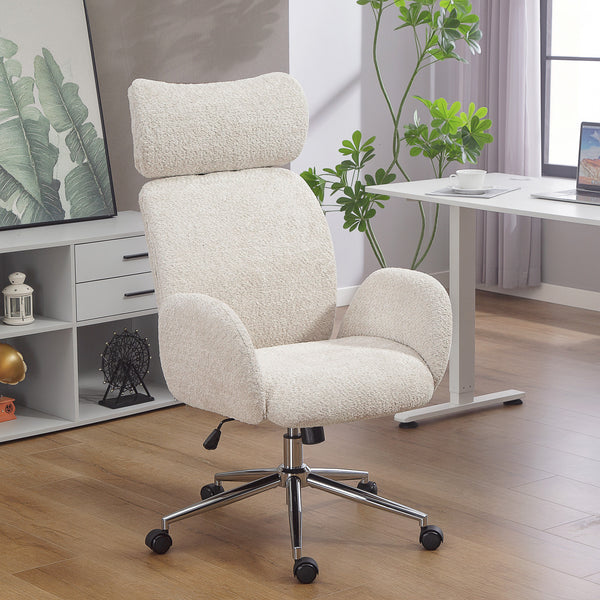 Bürostuhl ergonomisch höhenverstellbar mit Kopfstütze grau weiss