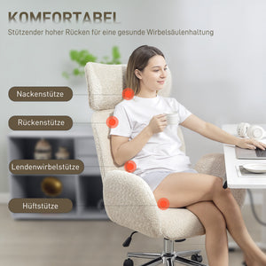 Bürostuhl ergonomisch höhenverstellbar mit Kopfstütze grau weiss