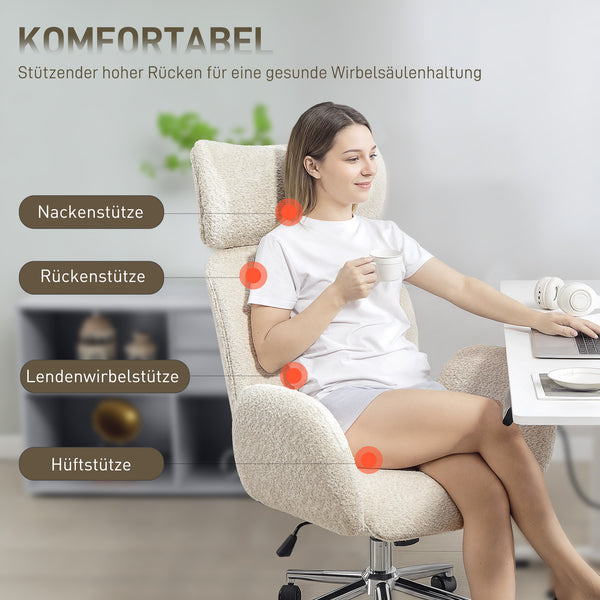 Bürostuhl ergonomisch höhenverstellbar mit Kopfstütze grau weiss