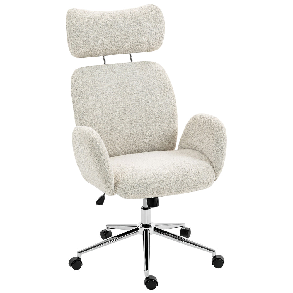 Bürostuhl ergonomisch höhenverstellbar mit Kopfstütze grau weiss