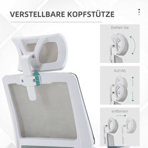 Bürostuhl höhenverstellbar mit Kopfstütze schwarz