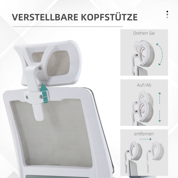 Bürostuhl höhenverstellbar mit Kopfstütze schwarz