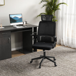 Bürostuhl ergonomisch höhenverstellbar mit Kopfstütze schwarz