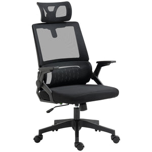 Bürostuhl ergonomisch höhenverstellbar mit Kopfstütze schwarz