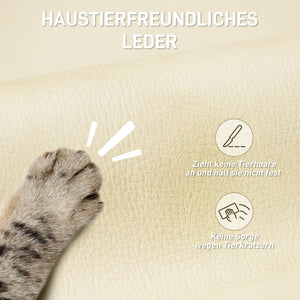 Bürostuhl ergonomisch mit Fussstütze Kunstleder beige schwarz