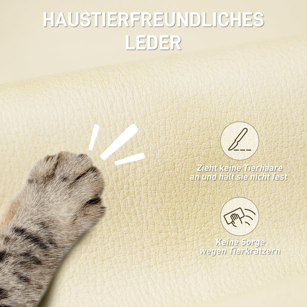 Bürostuhl ergonomisch mit Fussstütze Kunstleder beige schwarz