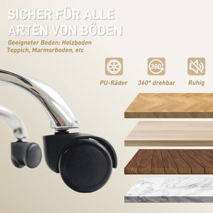 Bürostuhl ergonomisch mit Fussstütze Kunstleder beige schwarz