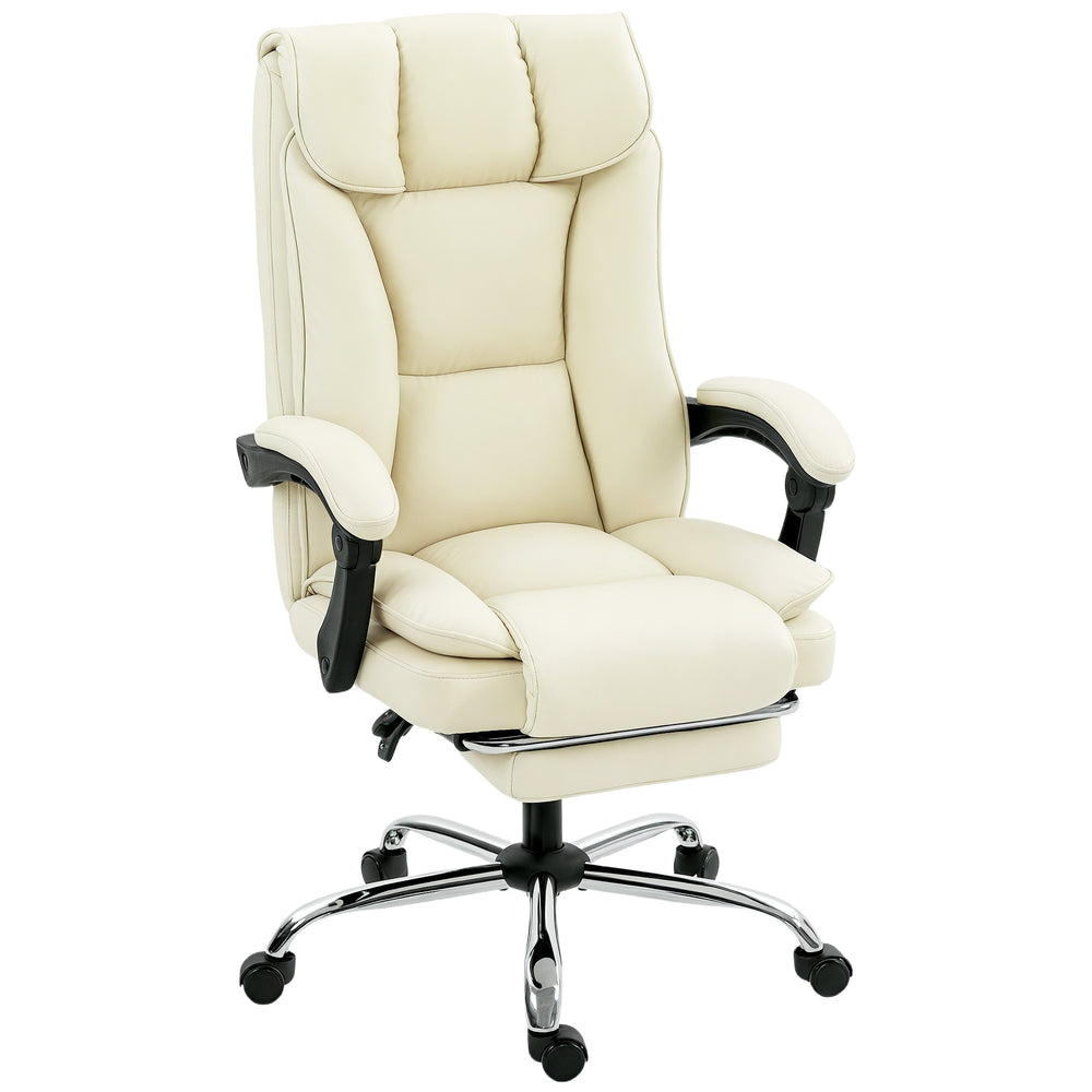 Bürostuhl ergonomisch mit Fussstütze Kunstleder beige schwarz
