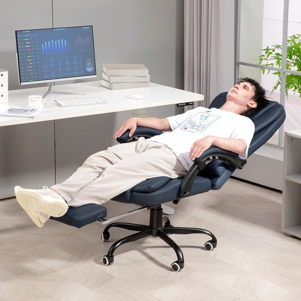 Bürostuhl Massage mit Massagefunktion und Fussstütze Blau