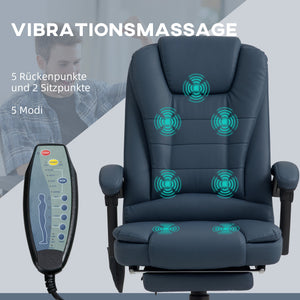 Bürostuhl Massage mit Massagefunktion und Fussstütze Blau