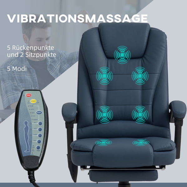Bürostuhl Massage mit Massagefunktion und Fussstütze Blau