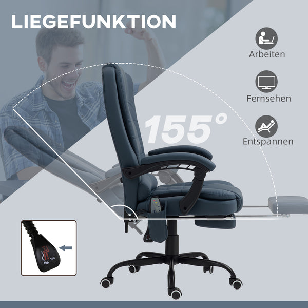 Bürostuhl Massage mit Massagefunktion und Fussstütze Blau