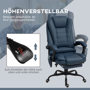 Bürostuhl Massage mit Massagefunktion und Fussstütze Blau
