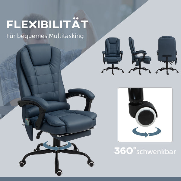 Bürostuhl Massage mit Massagefunktion und Fussstütze Blau
