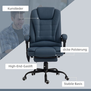 Bürostuhl Massage mit Massagefunktion und Fussstütze Blau