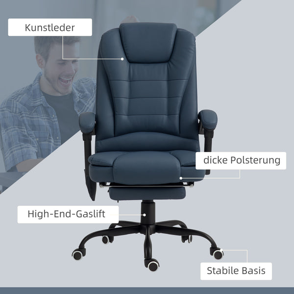 Bürostuhl Massage mit Massagefunktion und Fussstütze Blau