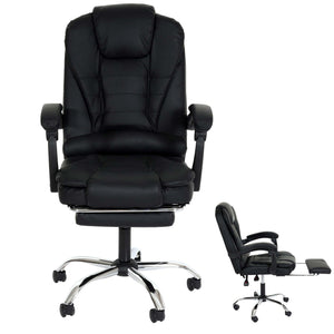 Ergonomischer Bürostuhl mit Fussstütze, Kunstleder, Schwarz
