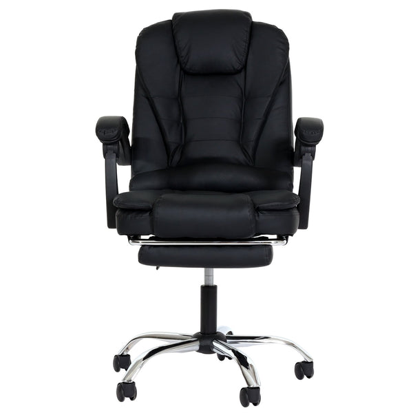 Ergonomischer Bürostuhl mit Fussstütze, Kunstleder, Schwarz