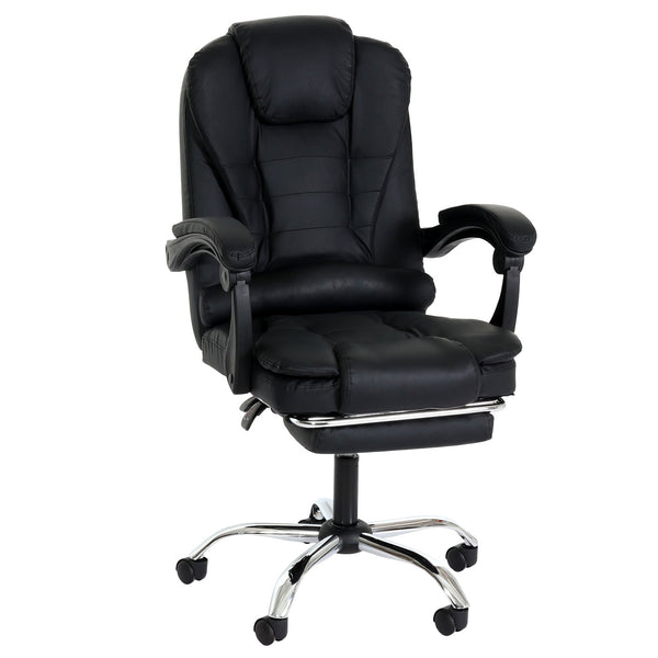 Ergonomischer Bürostuhl mit Fussstütze, Kunstleder, Schwarz