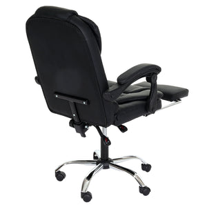 Ergonomischer Bürostuhl mit Fussstütze, Kunstleder, Schwarz