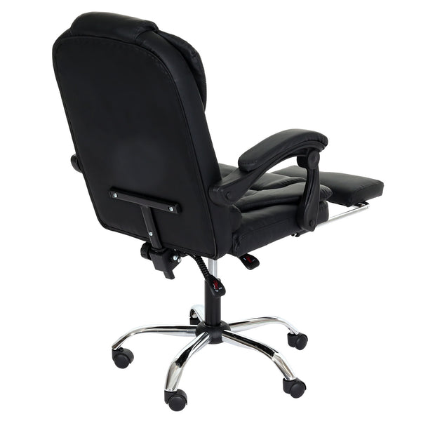 Ergonomischer Bürostuhl mit Fussstütze, Kunstleder, Schwarz