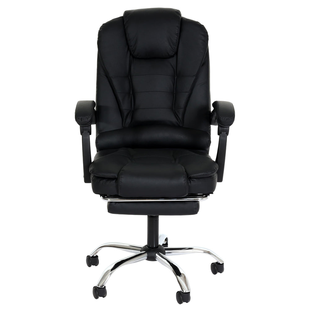 Ergonomischer Bürostuhl mit Fussstütze, Kunstleder, Schwarz