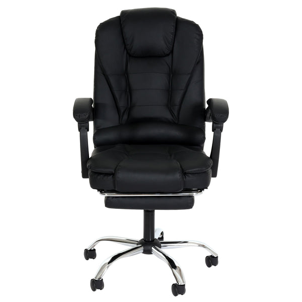Ergonomischer Bürostuhl mit Fussstütze, Kunstleder, Schwarz