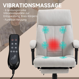 Bürostuhl mit Massagefunktion & Fussstütze Hellgrau