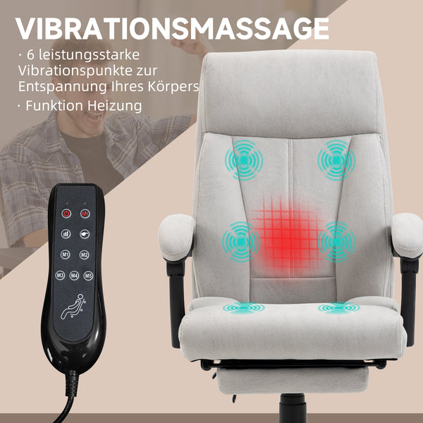 Bürostuhl mit Massagefunktion & Fussstütze Hellgrau