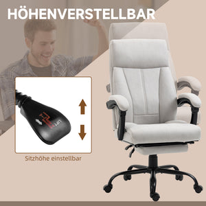 Bürostuhl mit Massagefunktion & Fussstütze Hellgrau