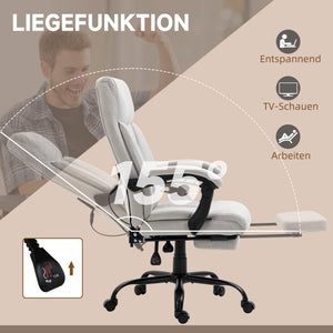 Bürostuhl mit Massagefunktion & Fussstütze Hellgrau